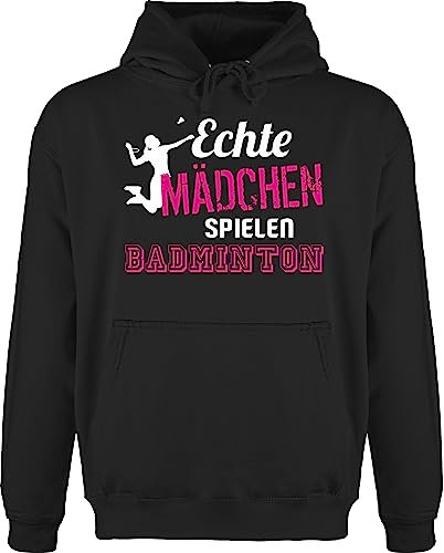 Shirtracer Hoodie Herren Pullover Männer - Echte Mädchen Spielen Badminton - S - Schwarz - Sport
