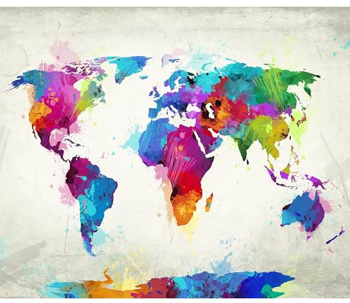 decomonkey - Papier Peint Panoramique carte du monde 300x210 cm - Décoration murale moderne – Tapisserie décorative pour chambre salon - Art mural unique design tendance