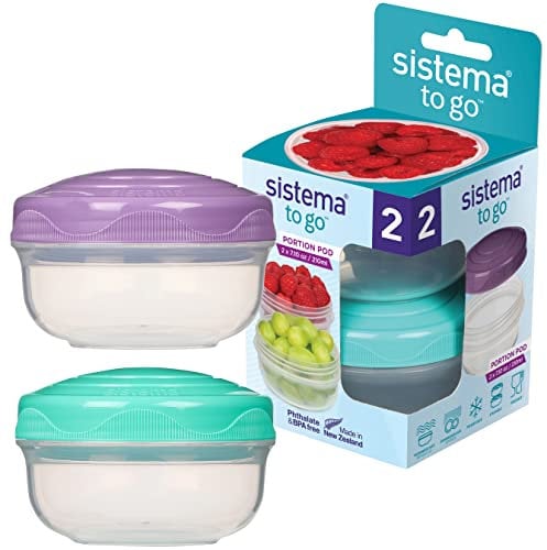 Sistema to GO Snack ’n’ Nest Récipients de Conservation Alimentaire | 150 ML, 305 ML, 520 ML | Petits Pots à goûter emboîtables | sans BPA | Coloris Assortis | 3 pièces