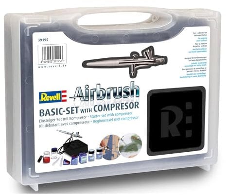 Revell 39195 Airbrush Basic Set mit Spritzpistole, Kompressor, Zubehör Modellbau-und Bastelzubehör, Mehrfarbig