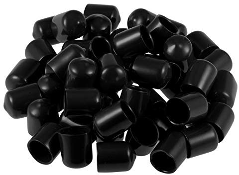 sourcing map 50 Stück Gummi Endkappen 14mm Innendurchm. Gummikappen Runde Schutzkappen Gummi Abdeckung Stopfen Möbelgleiter Bolzen Gewindeschutz für Schrauben Rohr Stuhlbeine, Schwarz