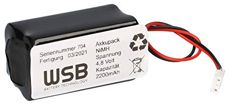 Akkupack für Notleuchten 4,8V NiMH Akku 4820Q AA 2,2 Ah 30cm Kabel + Stecker für Notlicht Sicherheitsbeleuchtung