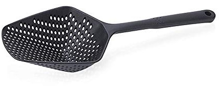 Ogquaton 1PCS Plastic Scoop Colander with Long Handle Drain Strainer Slotted Spoon Kitchen Gadget Cooking Tool Black Creative and Useful