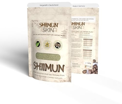 Bellfor Shiimun Skin, Ergänzungsfuttermittel für Hunde mit Shiitake, Unterstützung der normalen Haut- und Fellfunktion, Fellpflege für alle Rassen, 120 g