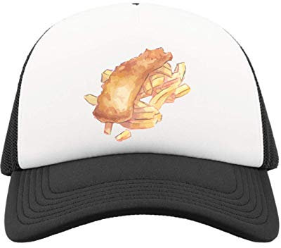 Iprints English Food Fish and Chips Sketch Art Trucker Baseball Cap One Size