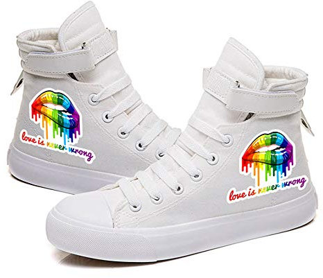 Jinlin Homosexuell Stolz Schuhe High Top Klett Sneakers LGBT Regenbogen Classic Casual Canvas Schuhe für Frauen Männer