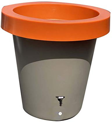 Plast'Up Rotomoulage Récupérateur d'eau aérien carré Potager 400l Hauteur 1m Taupe Jardiniere Orange Lluvia