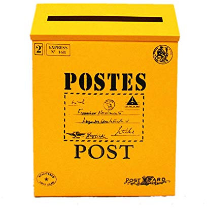 GREENLANS-1 Vintage Wandbehang Eisen Briefkasten Post Briefe Zeitungsbox Home Dekoration – Gelb