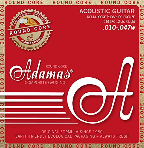 Adamas Akustik-Gitarren Saiten Historic Reissue Phosphor Bronze Round Core Satz 12-str. Light .010-.047 - 1616RC