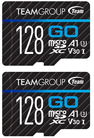 TEAMGROUP GO Card 128GB -2PACK Micro SD Card for GoPro & Action Cameras, MicroSDXC UHS-I U3 V30 High Speed Flash Memory Card with Adapter for Outdoor, Sports, 4K Shooting TGUSDX128GU364