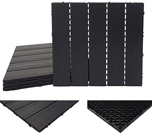 Mendler Piastrelle pavimentazione da Esterno HWC-E20 WPC 1mq 4 Pezzi 50x50cm Antracite