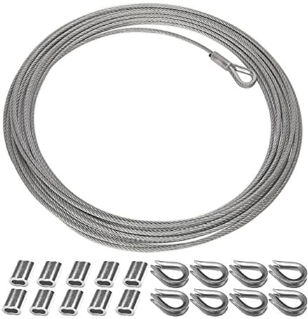 BuxiuGK 1 Rollo 10 Metros Cuerda Cable de Acero Inoxidable de 2mm,10 lazos de engarzado de aluminio y dedales de cuerda de alambre M2 para Exteriores