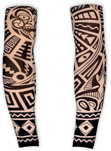 WIDMANN 29356 - Paire de Manches à Tatouage Tribal, Adulte Unisexe, Couleur de Peau, maquereau, Rocker, Motard, Carnaval, Taille Unique