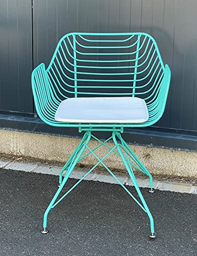 Vintagehaus Metallstuhl Outdoor/Indoor Industrial Tulum Wire inkl. Kissen (Türkis)