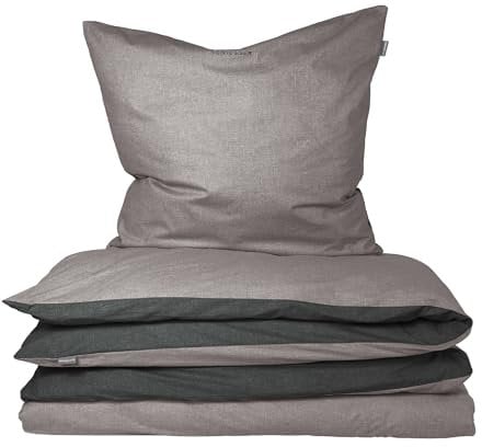 Schiesser Bettwäscheset Doubleface - Renforcé - 2-teilig - 155 x 220 cm - Grau-Schwarz