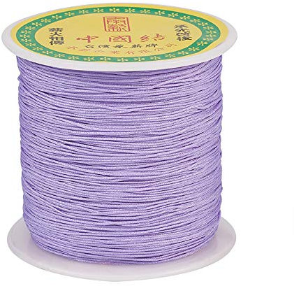 PandaHall geflochtenes Nylonfaden, seidig, chinesische Knotenschnur, Shamballa-Makramee-Faden, Schnur für Kumihimo-Makramee-Freundschaftsarmbänder, 0,5 mm, Flieder