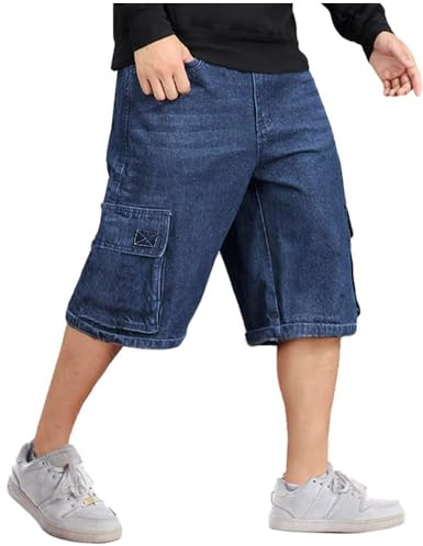 Kinghua Baggy Jeans-Shorts für Herren, lockere Passform, Hip-Hop-Skateboard, Denim-Shorts, 52