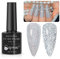 SUPWEE Silver Reflective Glitter Gel Polish Sparkling Diamond Nail Gel Soak Off UV/LED Shiny Gels Holographic Glitter Gels Nail Varnish Manicure DIY At Home Salon