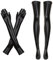 wlertcop Damen Kostüm Set Sexy Schwarz Elastisch Spandex Glänzend Lange Handschuhe und Schwarze Oberschenkel Hohe Strümpfe Lange Lacklederhandschuhe für Weihnachten Party Kostüm Cosplay
