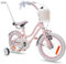 sun baby Mädchenfahrrad 14 Zoll Radgröße Heart Bike zur Auswahl, mit Abnehmbarer Schubstange, Kinderfahrrad für Mädchen von 2 bis 6 Jahre (Silver Moon Rosa, 14 Zoll)