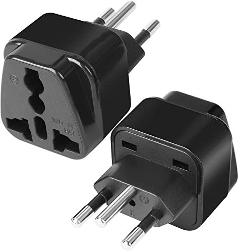 2-Pack UK to Switzerland Plug Adapters Swiss Power Converter Grounded Universal Travel Adapter 3 Pin Switzerland International Type J Plug (Black)