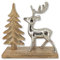 Mango-Holz und Metall Figur Tanne und Hirsch braun Silber 31 x 30cm Dekofigur Wald-Deko Tisch Dekoration