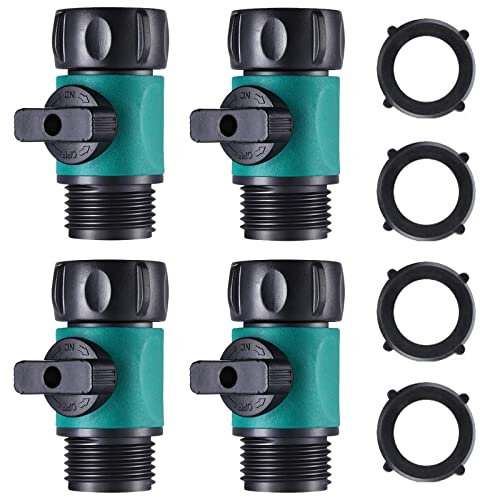 Hydrogarden Mini Kugelhahn, 3/4 '' Innengewinde/Aussengewinde Hochleistungs-Wasserschlauchanschluss Absperrkugelhahn-Wasserhahnschlauchadapter (4 Stück