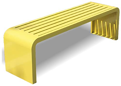 REOTEL Gartenbank Metall, Gartenbank Wetterfest Parkbank, Gartenbank Ohne Lehne, Eisenbank Ruhebank für 2-5 Sitzer, Laubenbank für Garten, Balkon und Terrasse,Gelb,100x40x45cm