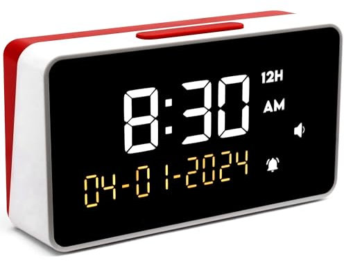 Réveil Parlant - Volume Extra Fort pour Malentendants - pour Personne Agée, Malvoyante, Aveugle, Alzheimer - Horloge Format 12h ou 24h - Gros Chiffres Idéal Mal Voyant