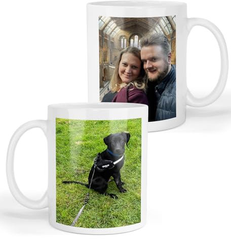 GOATINTHECOAT Personalised Mug Text Photo Printed Collage Design Logo Customised Gift Cup 11oz Various Options Mothers Fathers Day Coffee Cup Kitchenware. Personalised Photo Mug (2 Images)