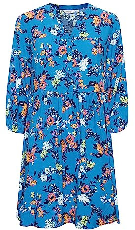 b.young BYMMJOELLA Vneck Dress 2 Damen Freizeitkleid Kleid Freizeitkleid mit 3/4-Arm Regular Fit, Größe:42, Farbe:Ibiza Blue Mix (201819)