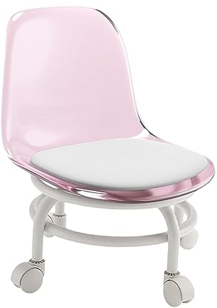 LOVIVER Tabouret Roulant, Siège Bas à Roulettes avec Dossier Pivotant à 360°, Rose