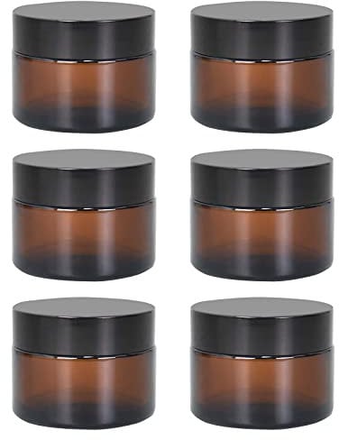 6 recipientes vacíos de cristal ámbar rellenables de 30 ml/50 ml, recipiente de cristal marrón con tapa, recipiente de cristal marrón para cosméticos, cremas, lociones, aceites esenciales (30 ml)
