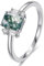 Yaresul Moosachat Verlobungsring Damen Silber Ringe 925 Frauen Smaragdschliff Moosachat Ringe Quadratischer Moosachat Ring, Ring Silber 925 für Frauen Größe 60(19.1)