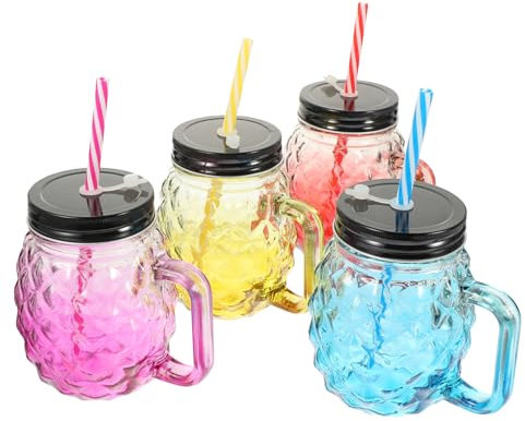 TOPBATHY 4 Pz Coppa Del Muratore Tazze Barattolo Di Con Paglia Tazza Bicchieri Con Coperchio Bicchieri Di Cannucce Per Bicchieri Occhiali Bottiglia Di Birra Bicchiere