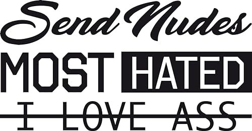 Auto-Aufkleber Set für Heckscheibe, 3 Schriftzüge, Send Nudes, Most Hated, I love ass (Matt Schwarz, 55cm x 26,7cm)