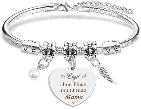 Prrivnix Muttertagsarmband Armband für Mama Geschenk zum Muttertag, Geburtstag, Valentinstag, Hochzeitstag, Weiß, Bangle, Edelstahl, 20cm, 7.87 inches
