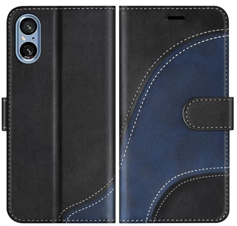 BoxTii Coque pour Sony Xperia 5 V, Housse en Cuir PU Pochette de Portefeuille, Magnétique Étui de Protection Housse Coque pour Sony Xperia 5 V, Noir