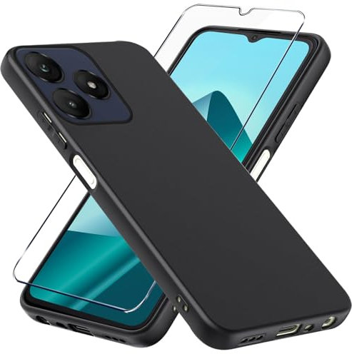 LYJERRY 1Pcs Cover e 1Pcs Vetrino Vetro Per WIKO T20 Cover WIKO T20 antiurto Custodia piu Vetro temperato protezione WIKO T20 Pellicola protettiva,Nero