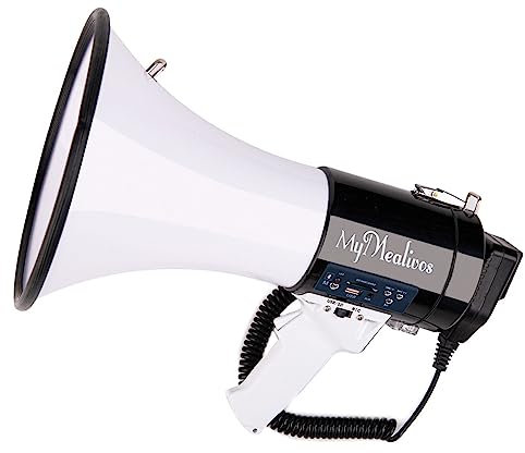 CWAUTO Mégaphone Mégaphone Portable mégaphone Haut-Parleur avec et Sangle Haut-Parleur Bluetooth Noir sirène mégaphone avec Batterie pour Sports intérieurs et extérieurs, réponse d'urgence