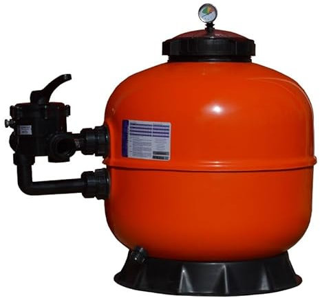 SPIRATO Sandfilter mit 635 mm Durchmesser für große Pool - Profi Poolfilter aus Polyester mit seitlichem Ventil
