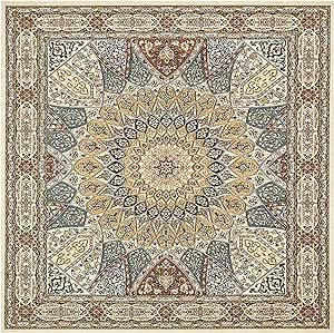 SRTJURFG Moderner Wohnzimmer Teppich Vintage-Blumenmuster Weicher, Rutschfester Quadratisch Teppiche, extra großer, Bodenteppich, 190 x 190 cm