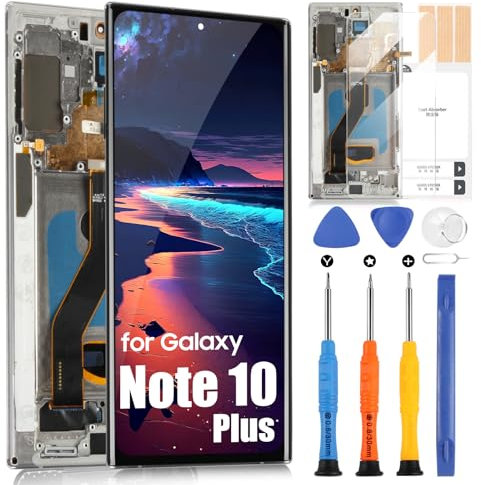 OLED LCD pour Samsung Galaxy Note 10+ Plus 5G Écran pour Samsung Note 10 Plus 5G N975 SM-N975 SM-N975U SM-N976 SM-N976U LCD Écran de Rechange Tactile Digitizer avec Outils(Argent avec Cadre)