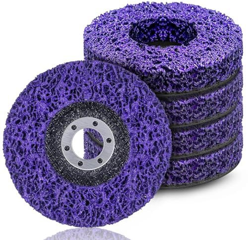 5 Pièces Disques de Nettoyage CSD 125mm, Disque Meuleuse, Disque Abrasif, Disques de Nettoyage Meuleuse CSD Disque pour Enlever la Rouille de la Peinture, Vitesse maximale: 12250 (tr/min), Violets