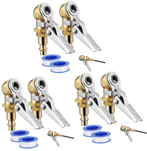 Gatuida 6 Pièces Mandrin à pneu à bille fermé adaptateur de pompe à pneu outil de dégonflage des pneus à visser compresseur d'air embout de gonflage mandrin pour pneus de voiture cuivre