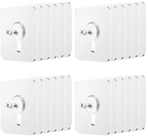 24 Pièces Adhesif Accroche Tableau Sans Percer, Crochets Auto Adhésifs Transparents, Crochets Pour Tableaux Transparents, Clous Muraux Autocollants, Crochets Adhésifs Puissants pour Salon