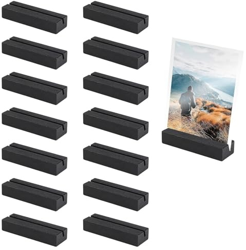 SEPWGUMD Schwarz Holz-Kartenhalter & Fotoständer - Tragbarer Tischkartenhalter für Ihr Kaffeebar & Postkartenständer - Vielseitiger Card Holder, 14 Stück, Schwarz, Holz