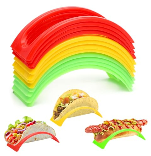 VOSSOT 12 supporti per taco, ciotole per taco, supporto per taco, in plastica rigida, per tacos, sandwich, salsicce, supporto per cani, supporto per cani, vassoi