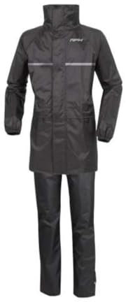 Generico COMPLETO ANTIPIOGGIA GIACCA + PANTALONE NERO TAGLIA M IMPERMEABILE TUTA MOTO SCOOTER BICI ANTIVENTO CON CAPPUCCIO A SCOMPARSA MPH