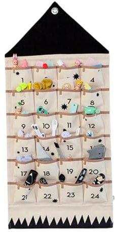 Liummrcy Décorations de Noël, Calendrier Suspendu de l'avènement de Noël avec 24 Poches POCHETS Vide Portable COUNCAL COUNCE Avent CALENDARE Organisation des Porte